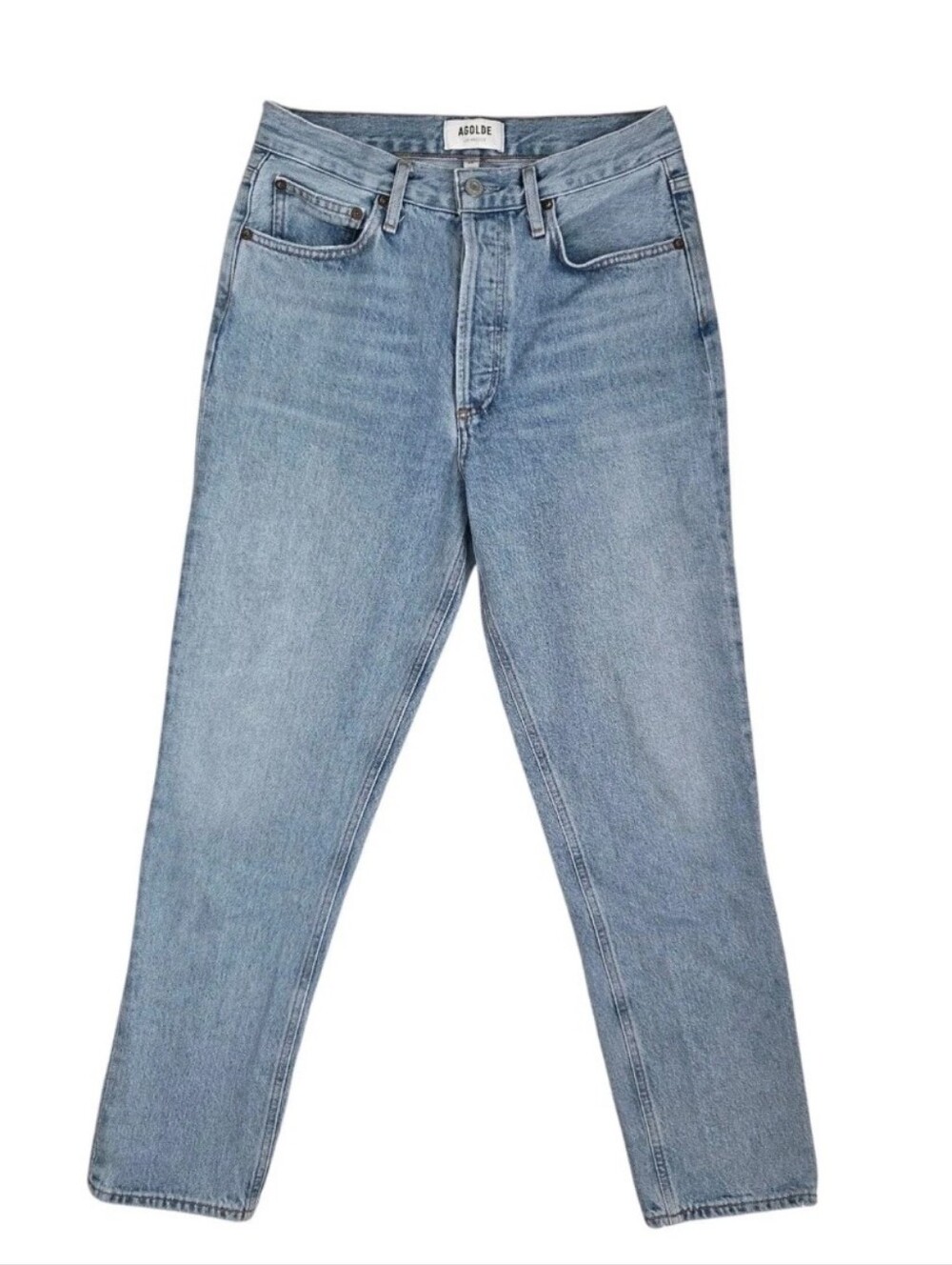 Agolde Fen High Rise Relaxed Tapered Button Fly Denim Jeans Blue Women's Size 26